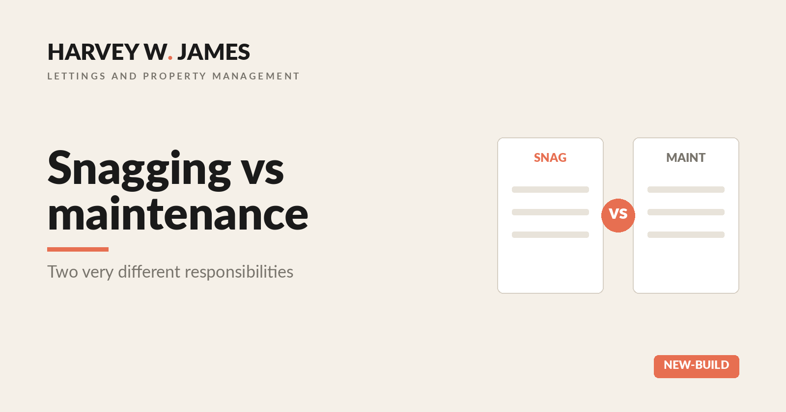 New build snagging vs maintenance