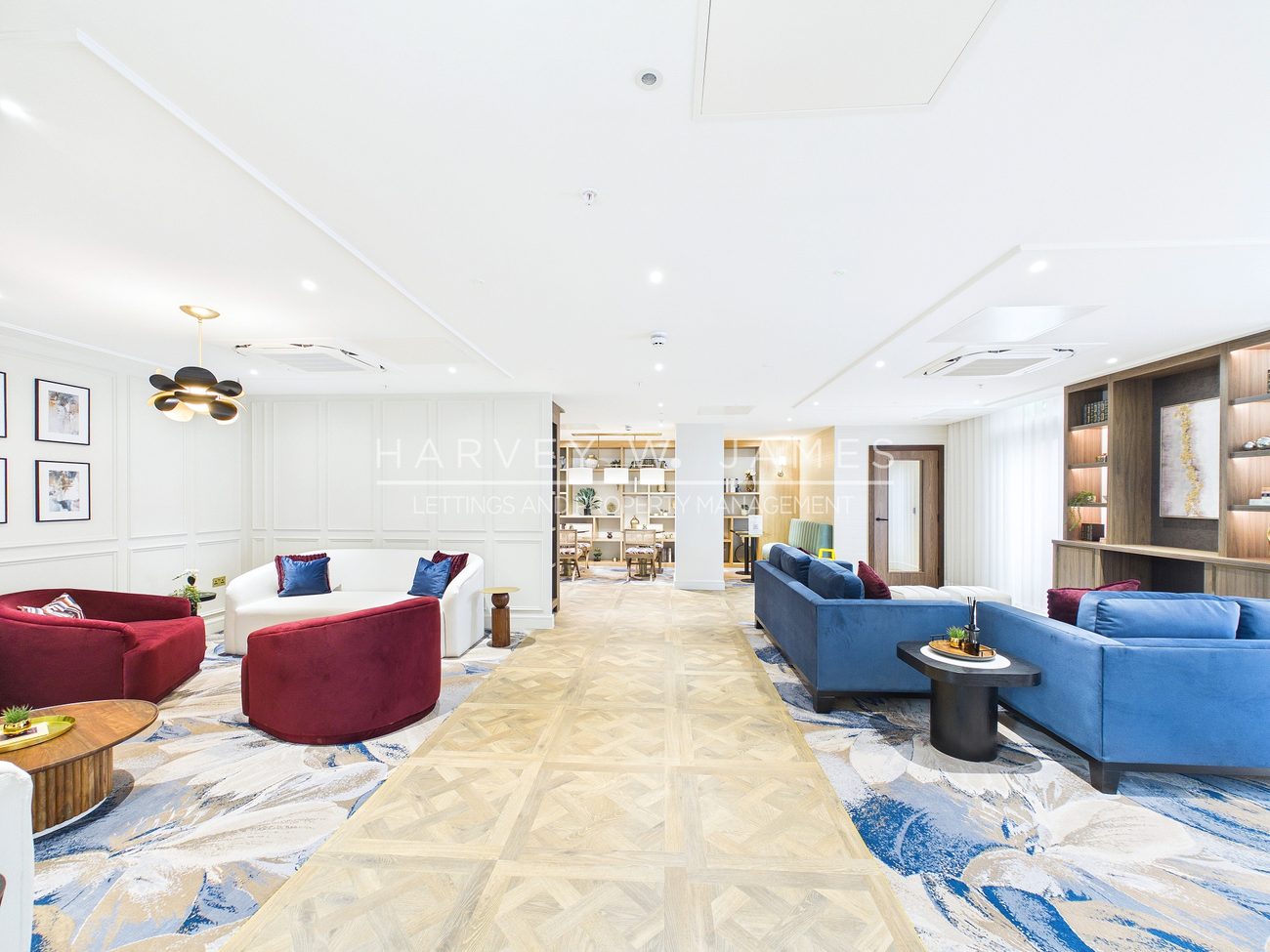 Residents’ lounge and co-working space at Emerald House, Acton
