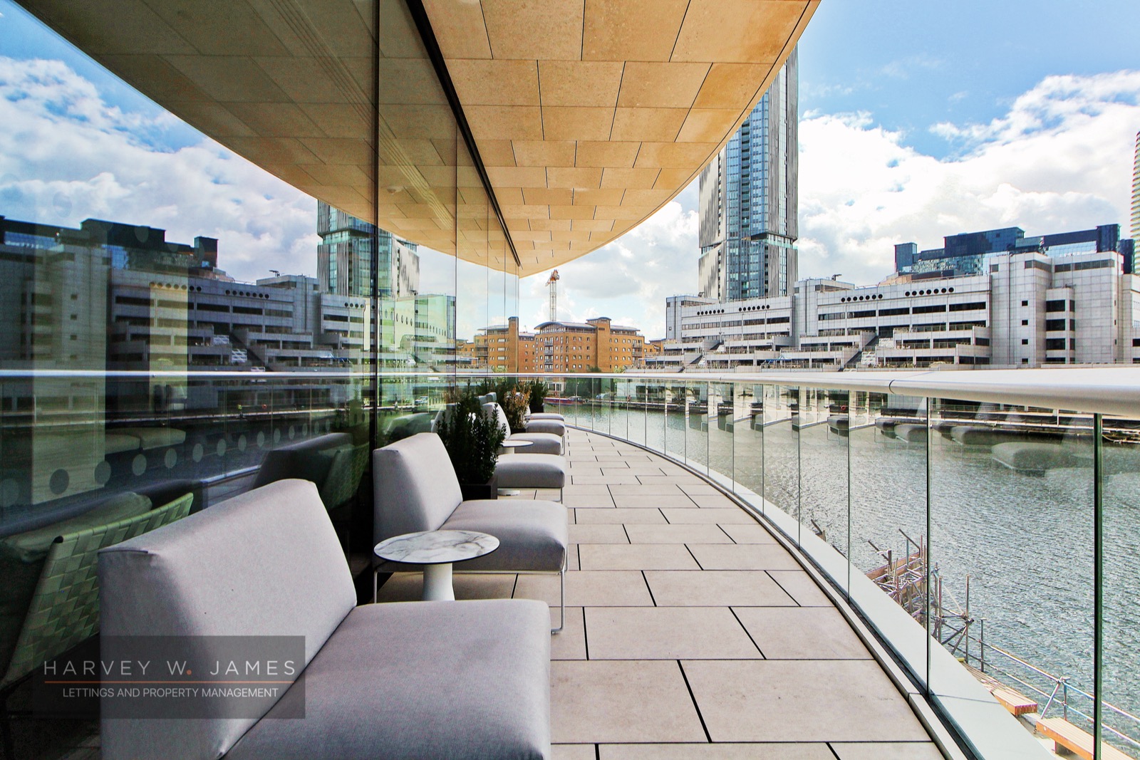 The residents’ terrace over the dock — One Park Drive